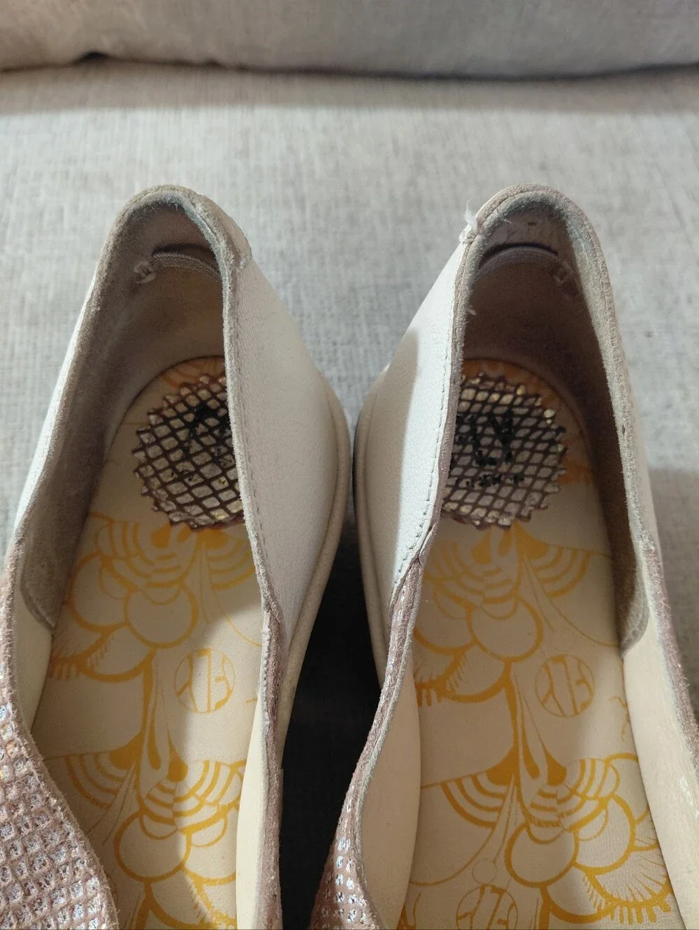 Fly London Cream Metallic Wedge Sandals